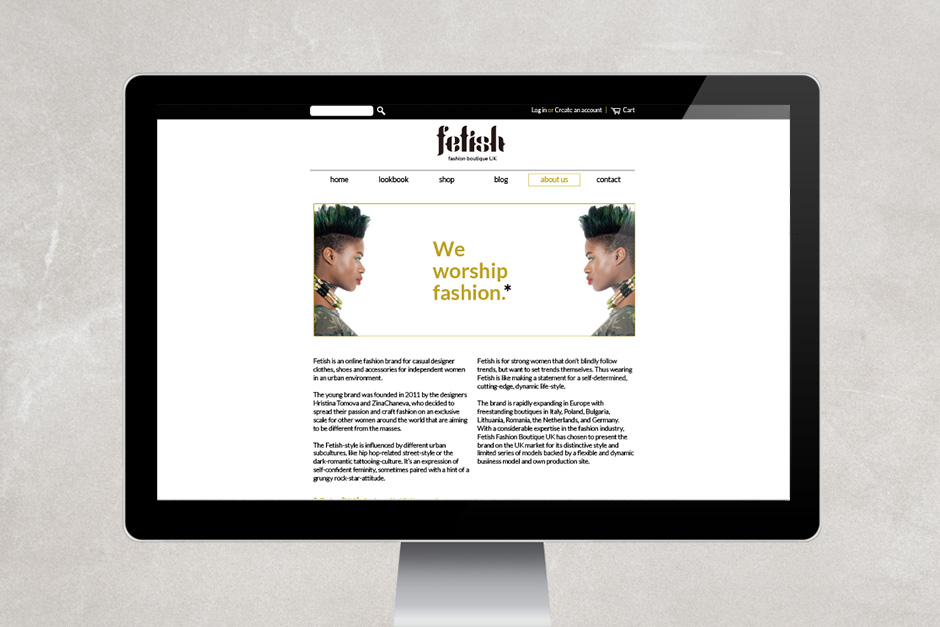 Fetish fashion landing webpage design