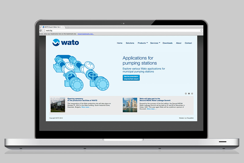 Landing page of the website for an engineering company