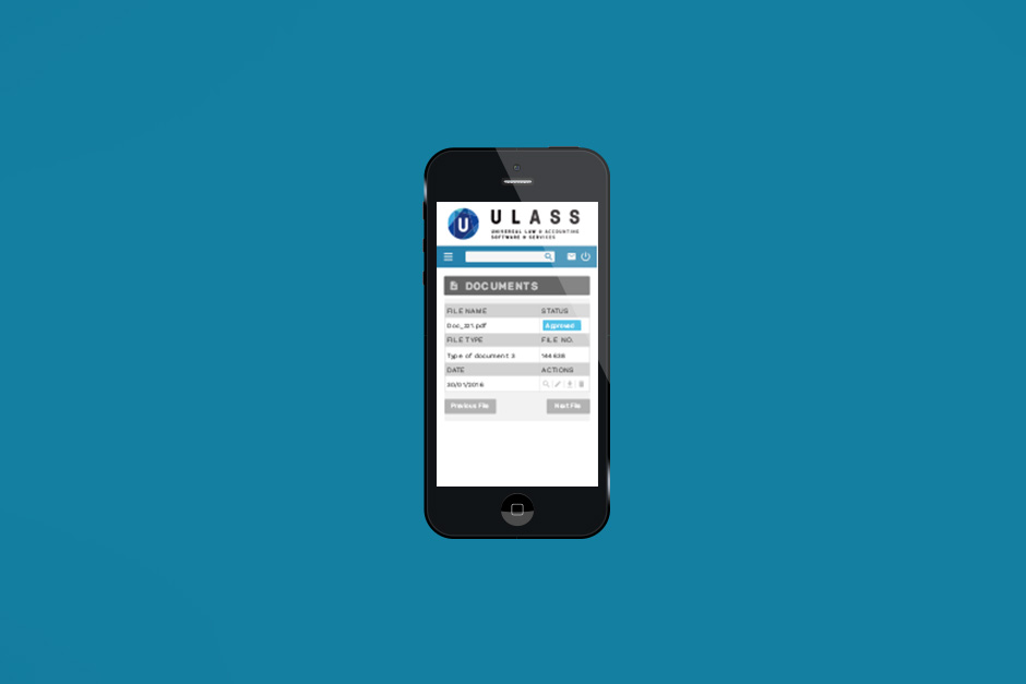 Ansicht der App einer Anwaltskanzlei auf einem mobilen Endgerät