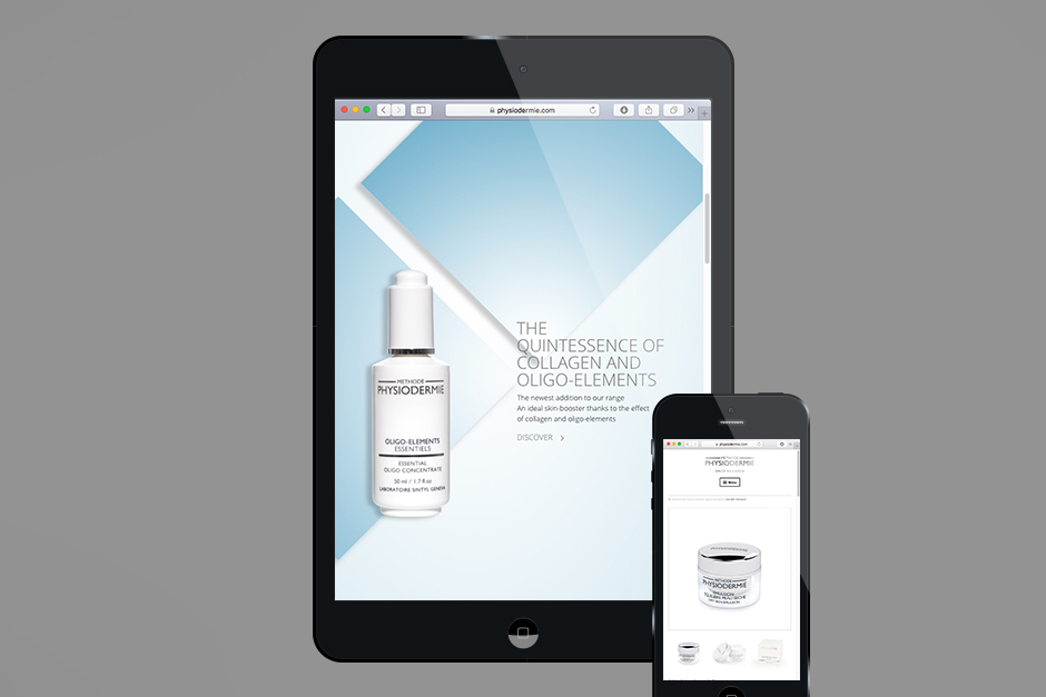 Mobile version of a website design for a manufacturer of care creams 