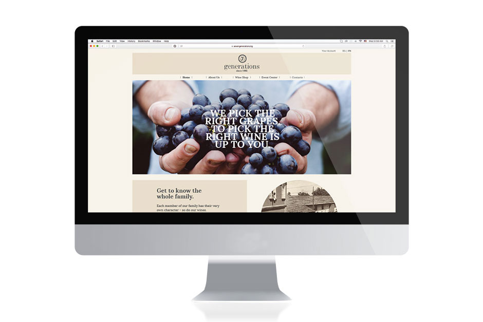 Landingpage for the website of a winemaker