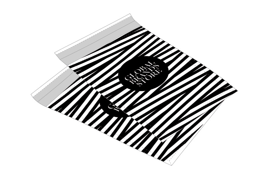 Графичен дизайн на стилна опаковка, хартиен плик, найлонова торбичка за модни артикули.