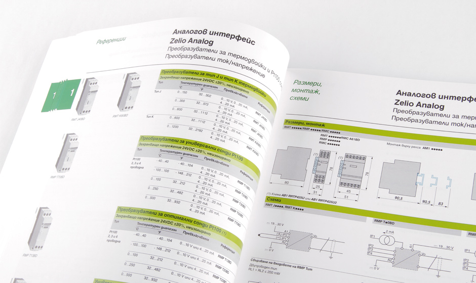 Локализация и печат на технически каталог за релета за Schneider Electric